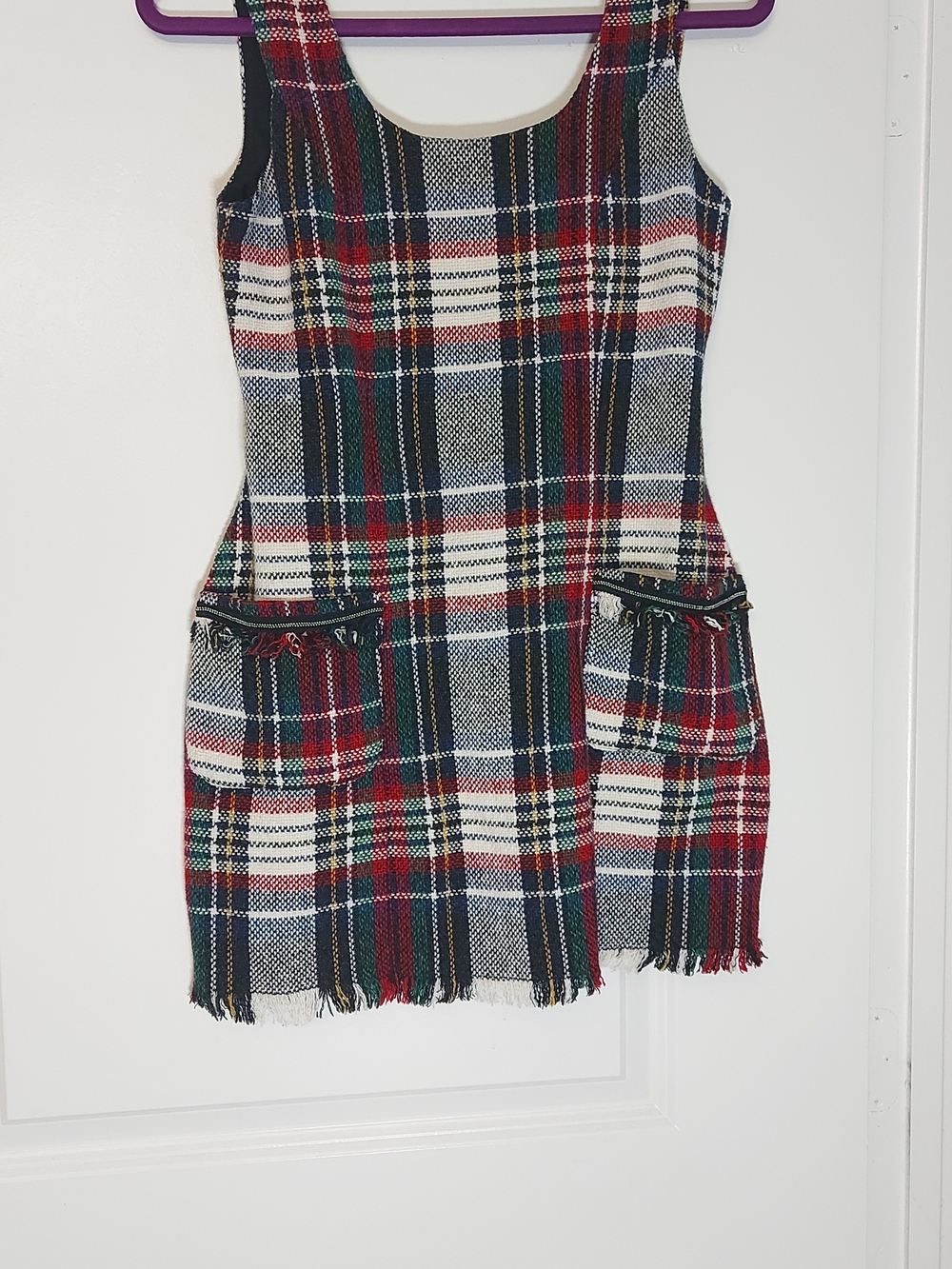 Zara Plaid Mini Dress in Red, Green, White, Blue - Picture 3 of 6